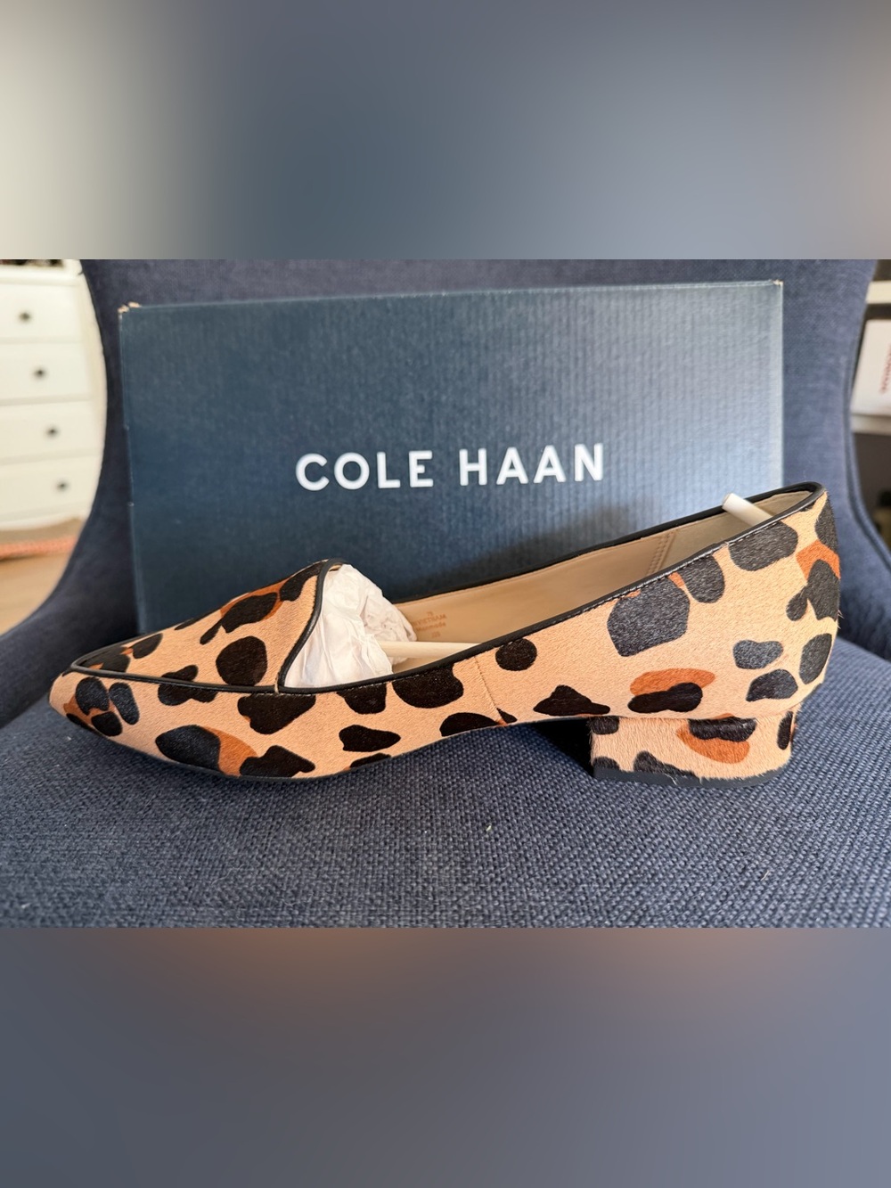 Cole Haan Leopard Print Loafers - Tan, Black, Brown